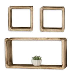 Wandregal 3er Set Cube Regal Holz Natur 16cm 21cm Würfelregal