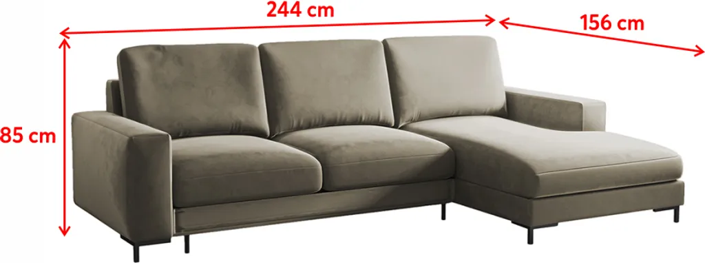 Selsey Schlafcouch MOKPEO - Ecksofa Mit Veloursbezug In Beige - Ottomane Rechts - Schlaffunktion - Bettkasten, 244 Cm Breit – Bild 5