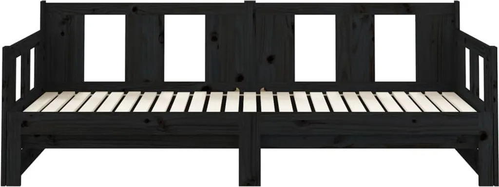 VidaXL Tagesbett Ausziehbar Schwarz Massivholz Kiefer 2x(90x200) Cm – Bild 7