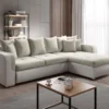 Eckcouch Sofa Mit Schlaffunktion Couchgarnitur Mit Kissen Beige Kundstleder/Textil FIORENZO MINI L MA120-MLO4