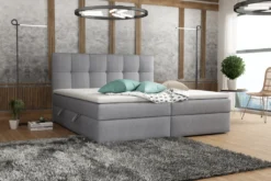 FURNIX Boxspringbett Mit Bettkasten Topper CARMELIE Grau 180x200 SR93