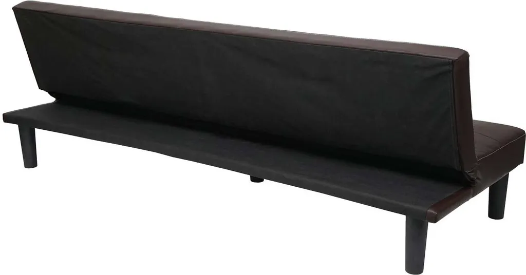 3er-Sofa HWC-G11, Couch Schlafsofa Gästebett Bettsofa Klappsofa, Schlaffunktion 195cm Kunstleder, Braun – Bild 2