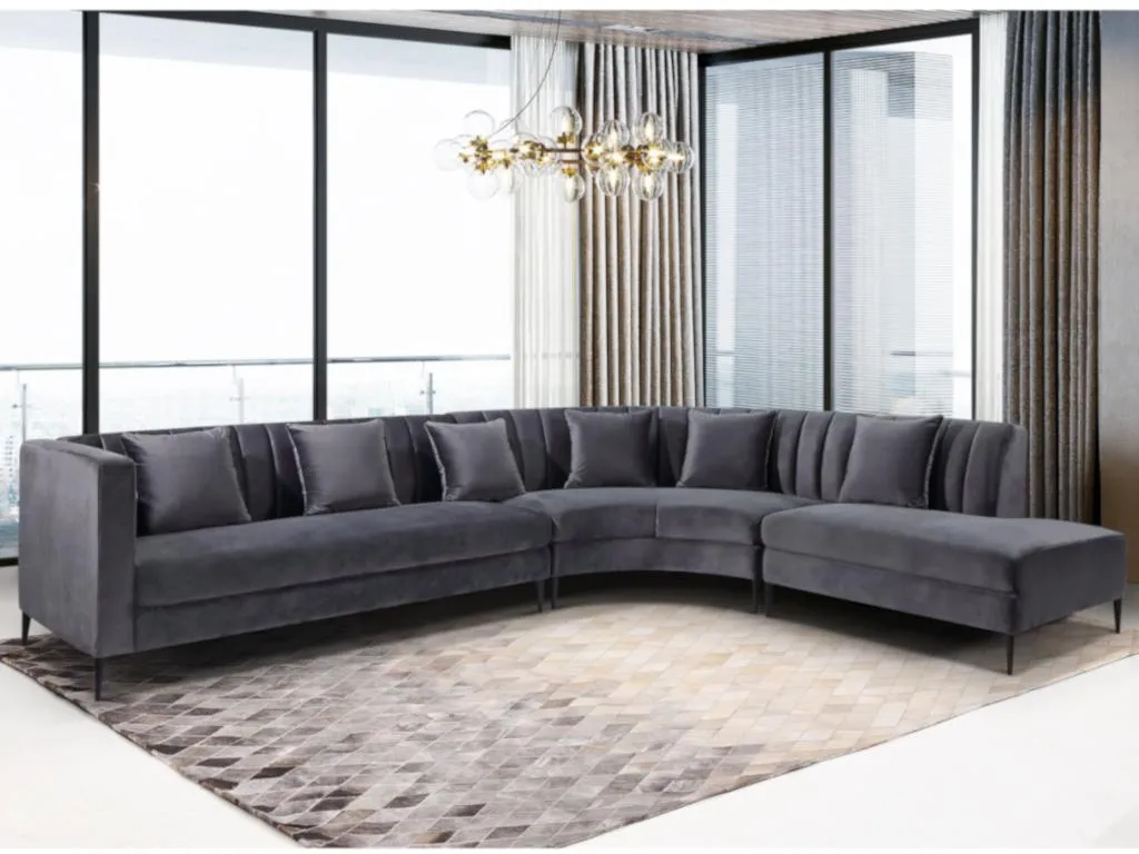 XXL Ecksofa - Ecke Rechts - Samt - Anthrazit - AUDREY – Bild 2