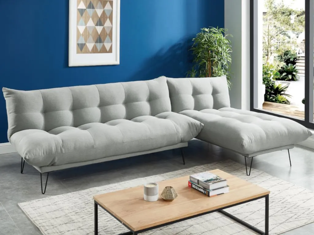 Schlafsofa Modulierbar - Stoff - Hellgrau - BERSY