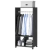 HOMCOM Mobiler Kleiderschrank Garderobe Schrank Mit Regal 4 Schwenkräder Für Wohnzimmer Schlafzimmer, Aluminiumlegierungen, 60 X 40 X 128 Cm, Schwarz
