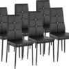 Tectake 6 Esszimmerstühle, Kunstleder Mit Glitzersteinen - Schwarz