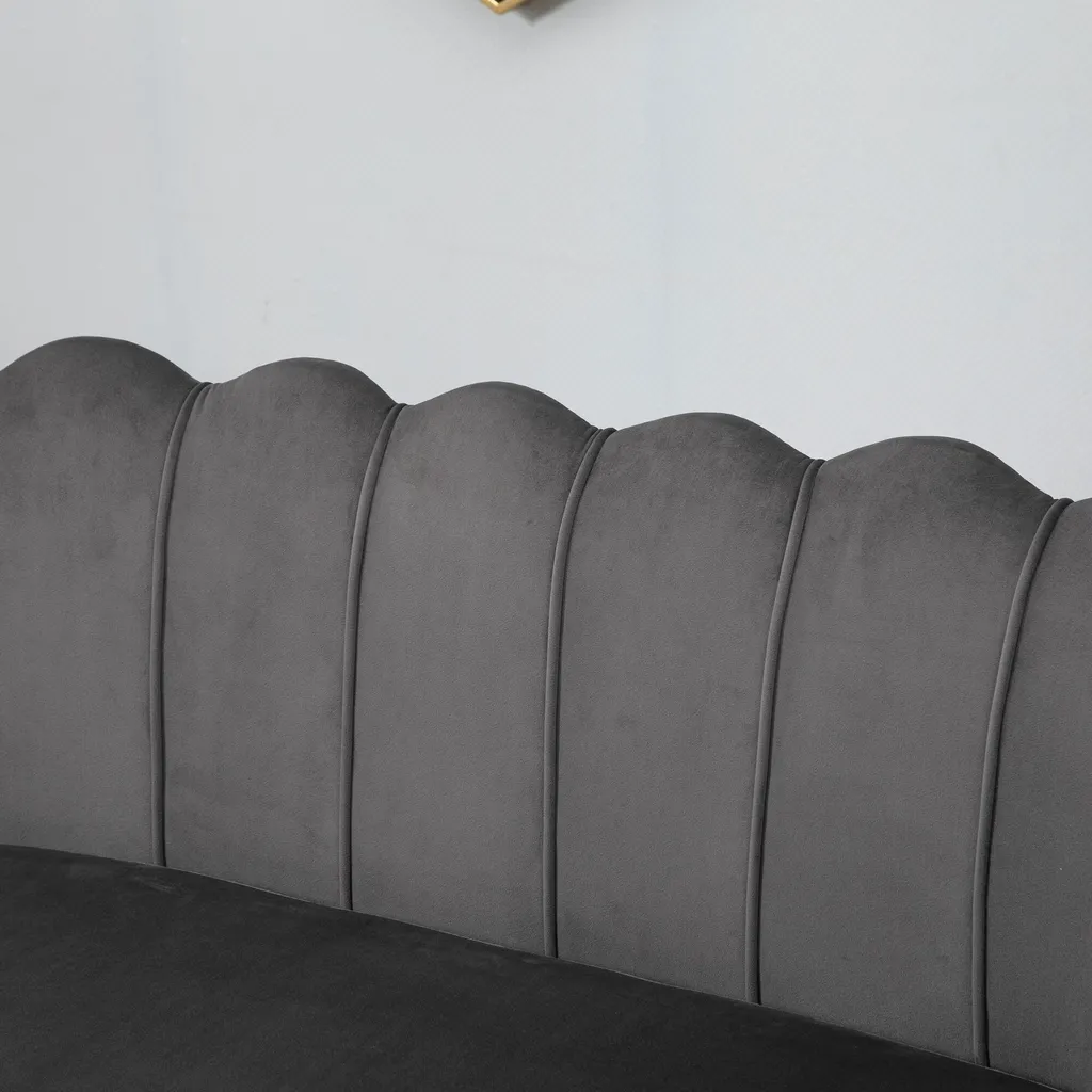 HOMCOM 2-Sitzer Stoffsofa Zweisitzer Loungesofa Mit Weichen Und Großzügigen Kissen Polstersofa Sitzmöbel Polstermöbel Designsofa Elegant Samt Polyester Grau 130 X 63 X 73 Cm – Bild 6