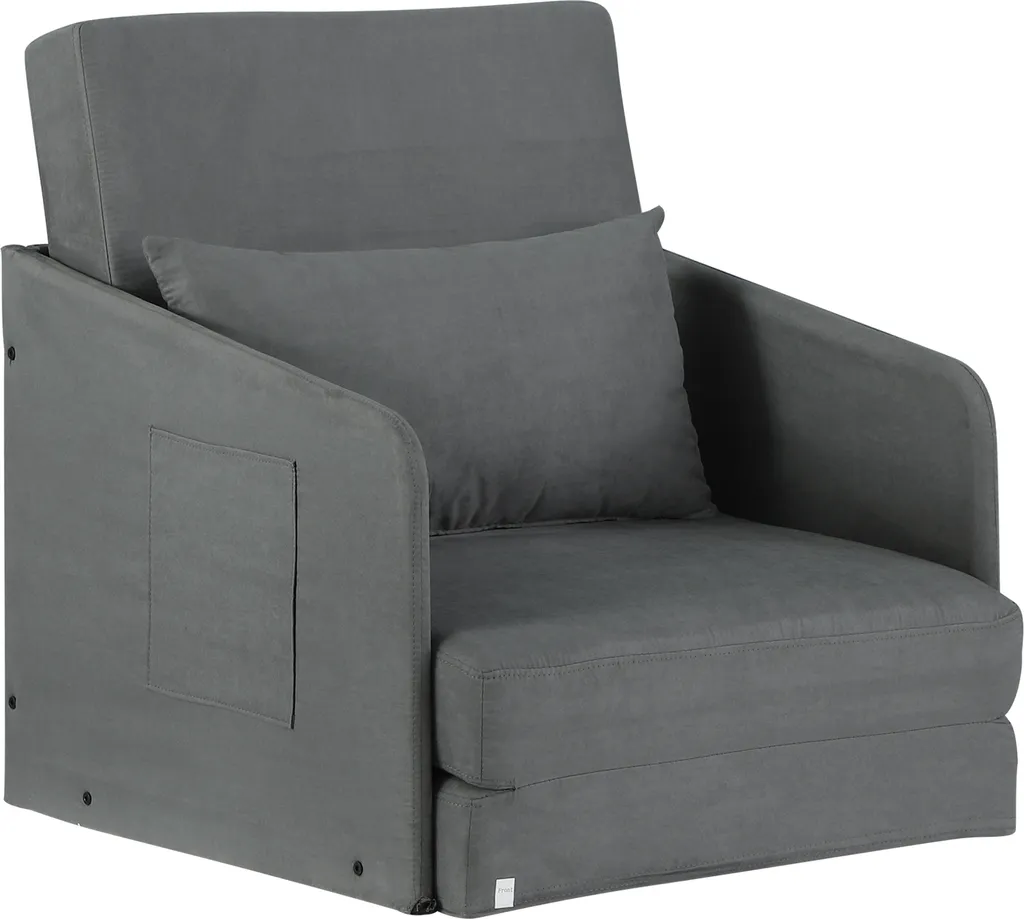HOMCOM Schlafsofa Sofabett Einzelsofa Waschbarer Bezug 2 Seitentaschen Kissen Metall Grau 70 X 74 X 78 Cm
