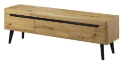 GRAINGOLD Moderner TV-Schrank Honey 160 - TV-Lowboard Auf Beinen, Mediaschrank, Stilvoll TV-Schrank - Artisan Eiche / Schwarz