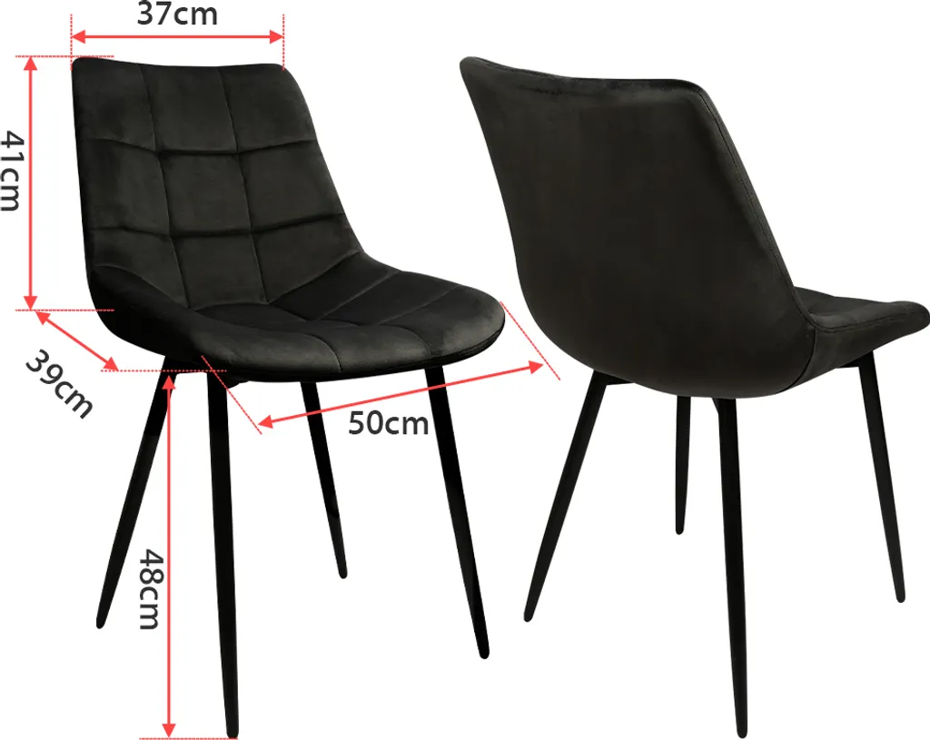 4er Set Esszimmerstühle Polsterstuhl Mit Rückenlehne, Bis 120 Kg Belastbar,Metallbeine,Schwarz – Bild 5