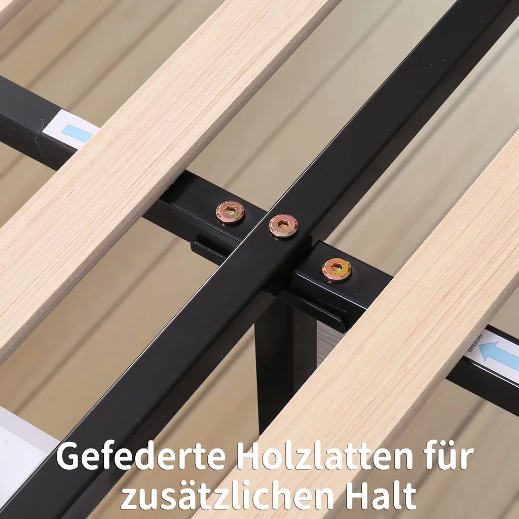 Merax Boxspringbett 180x200cm Polsterbett Stauraumbett Funktionsbett Doppelbett Mit Lattenrost Und 2 Schubladen, Schwarz – Bild 4