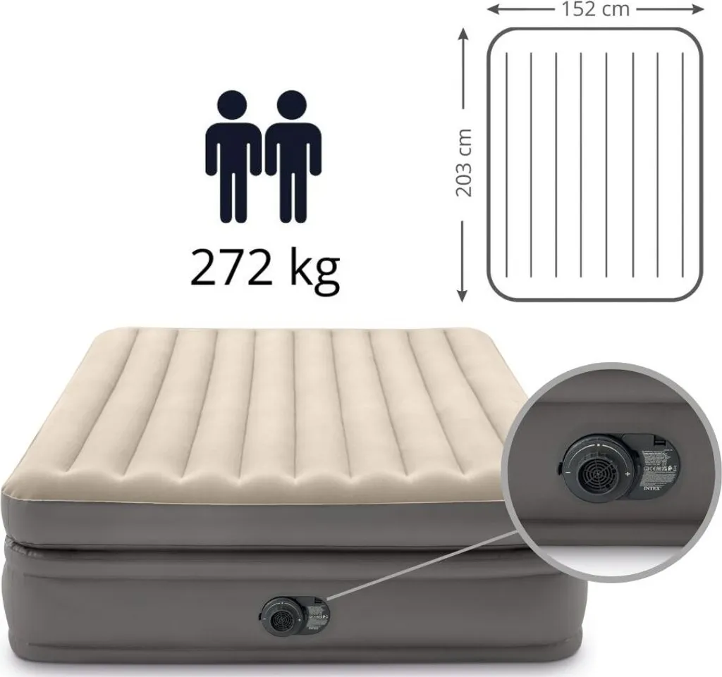 Intex 64164 Doppelmatratze Queen Size Aufblasbar Dura Beam 152x203x51 CmBreite (cm): 152, Färbung: Multicolor, EAN: 6941057417677, Matratzengröße: Doppelmatratze – Bild 8