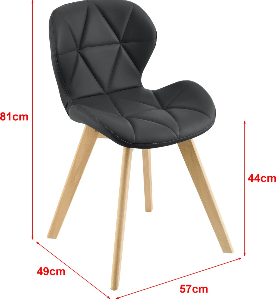 Esszimmerstuhl Älmhult 6-er Set 81x57 Cm Kunstleder Buche Stühle Wohnzimmerstuhl Küchenstuhl Schwarz – Bild 5