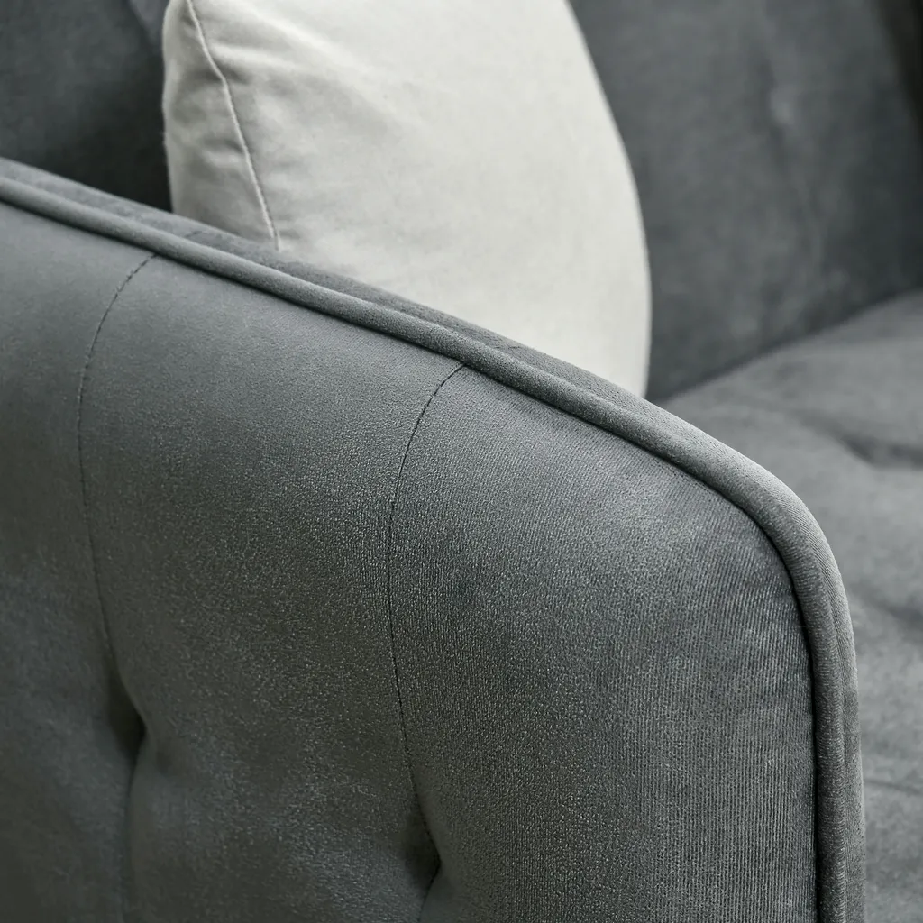 HOMCOM 2-1 Design Schlafsofa Klappsofa 3-Sitzer Stoffsofa Chaiselongue Bettsofa Sofagarnitur Verstellbarer Winkel Dunkelgrau 183 X 87 X 75 Cm – Bild 9