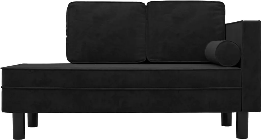 VidaXL Chaiselongue Mit Kissen Und Nackenrolle Schwarz Samt – Bild 3