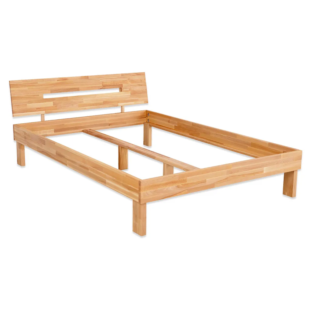 Bubema Massivholzbett Marco Aus Kernbuche Mit Kopfteil, Farbton Natur, Geölt : 120x200 – Bild 2