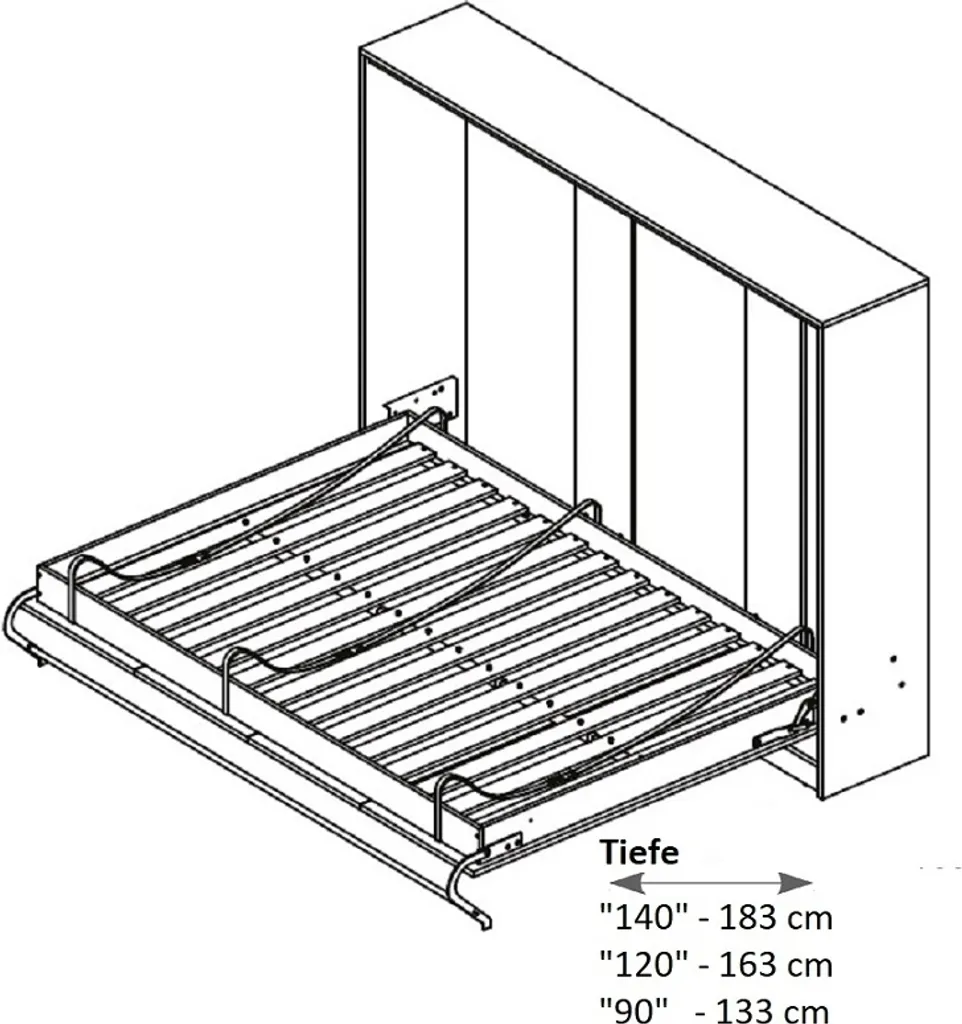 Schrankbett Klappbett Wandbett Horizontal HB 140 X 200, Schrankklappbett Mit Aufsatz Und 2 Schränken Weiß Eiche Sonoma, Lancelot Mit Schwarz – Bild 13