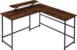 Tectake Schreibtisch Melrose 140x130x76,5cm - Industrial Dunkelbraun