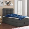 Boxspringbett Best Mini Mit Bettkasten Und Matratzentopper - Einzelbett Mit Bonell-Matratze Und Topper, Polsterbett, Bett, Schlafzimmer (Dunkelgrau (Inari 94), 100 X 200 Cm)