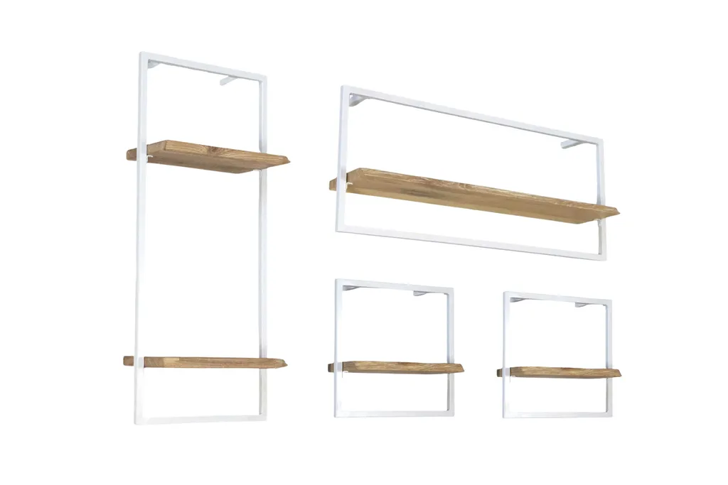 4-tlg. Wandregale In Weiß Gerahmt Mit Baumkante Von Holz4home®