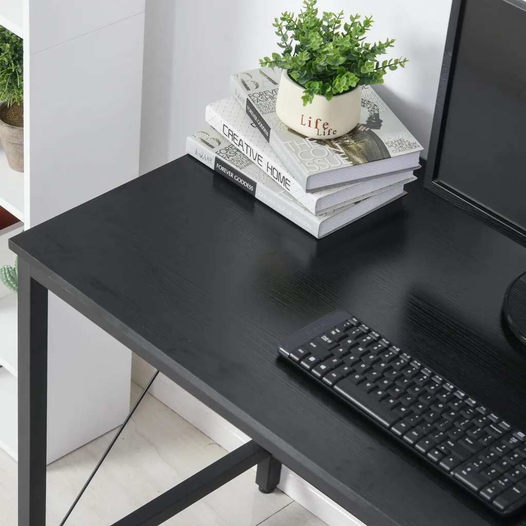 HOMCOM Computertisch, L-förmiger Eckschreibtisch, Schreibtisch, Bürotisch, MDF+Metall, Schwarz, 150 X 150 X 76 Cm – Bild 8