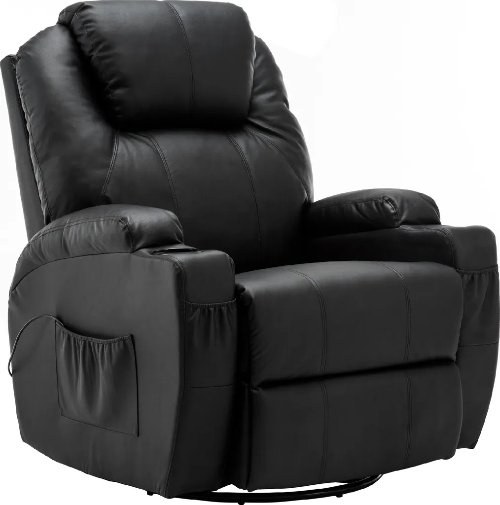 MCombo Massagesessel Fernsehsessel Relaxsessel + Heizung Mit Dreh+Schaukel Manuell Verstellbar 7020BK – Bild 3