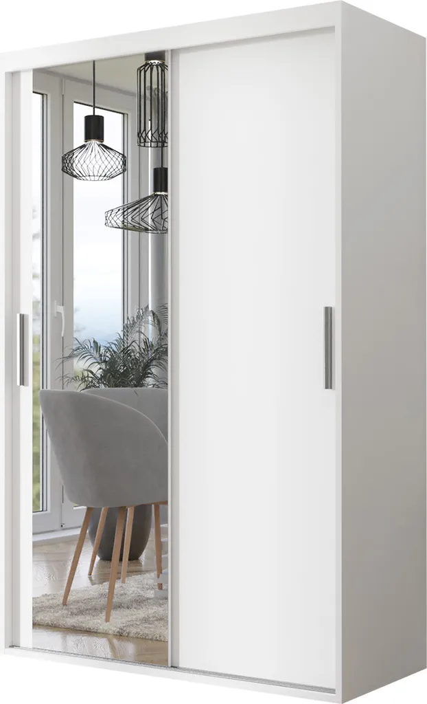 Mirjan24 Schiebetürenschrank Rejat, Mit Spiegel, Kleiderschrank Vom Hersteller (Weiß) – Bild 2