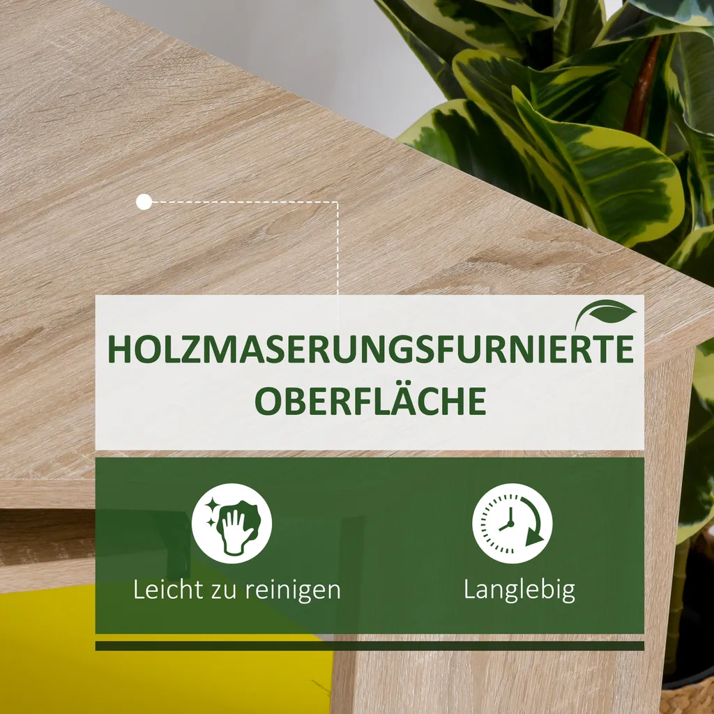 HOMCOM Eckschreibtisch Mit 2 Ablageflächen L-förmiger Schreibtisch Computertisch Mit Tastaturablage Schublade CPU-Ständer E1-Spanplatte Naturholz 120 X 70 X 75 Cm – Bild 3