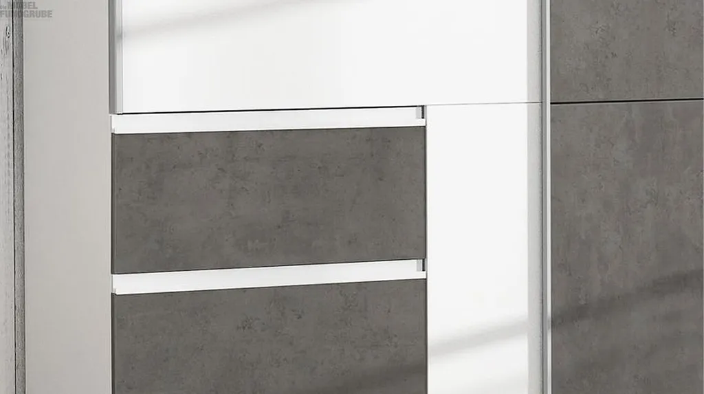 Kleiderschrank Schwebetürenschrank WINN Weiß - Grau 170 Cm 2-türig - Die Möbelfundgrube – Bild 5