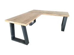 Wood4You Schreibtisch Eckschreibtisch Vancouver Aus Massivholz L Form – Idealer Computertisch, Desk, Bürotisch, Gamingtisch PC Tisch Mit Beingestell Anthrazit – Gerüstholz 200/140Lx70Tx75H