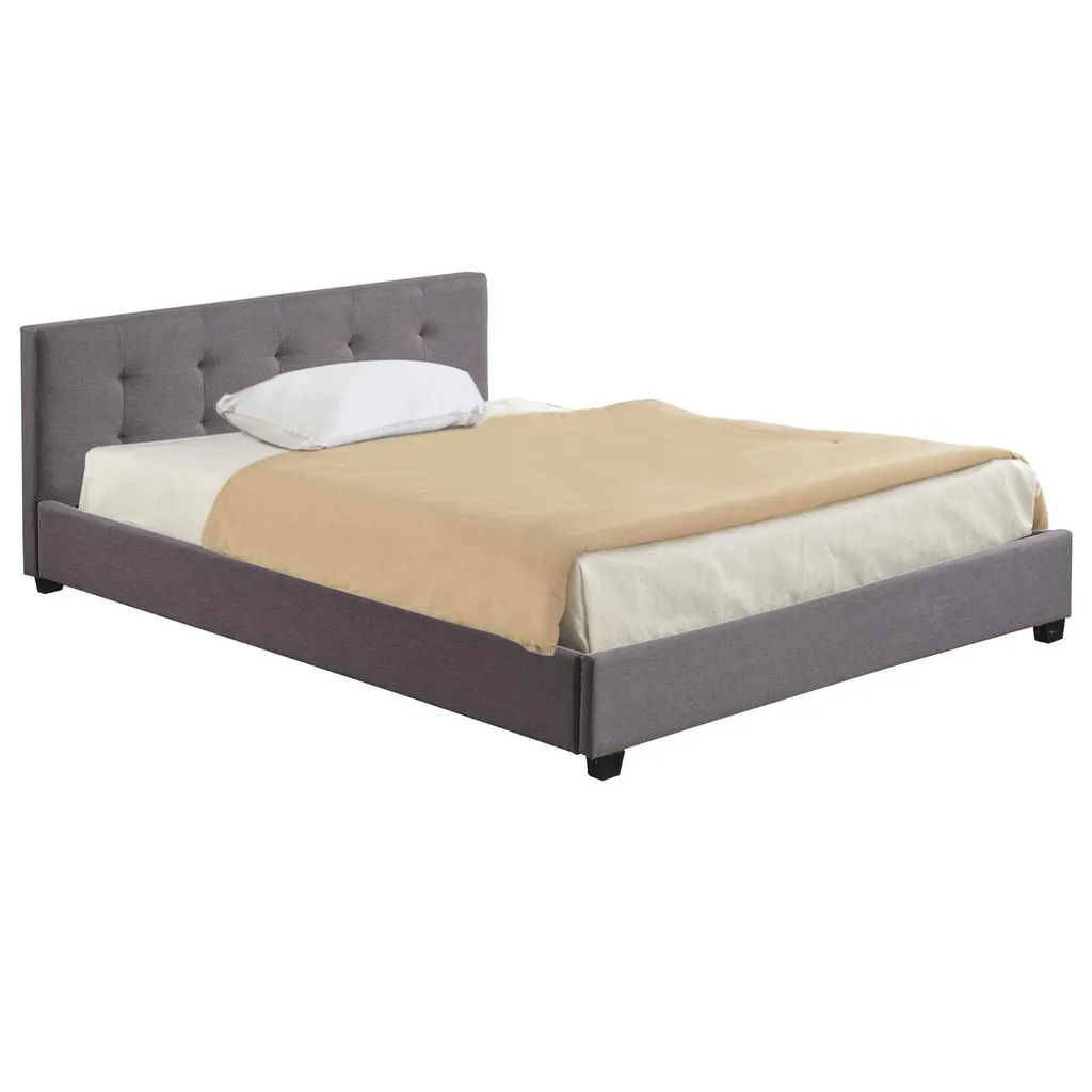 Polsterbett Doppelbett CLAIRE 140 X 200 Cm Anthrazit Grau, Inklusive Lattenrost, Mit Stoffbezug – Bild 4