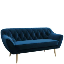 MKS MEBLE Sofa - Moderne Sofa - Skandinavische Deko Polstersofa - Pirs Loungesofa - Drei Personen Marineblau