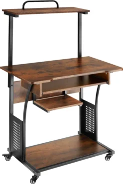 Tectake Schreibtisch Fife 80x65,5x130,5cm - Industrial Dunkelbraun