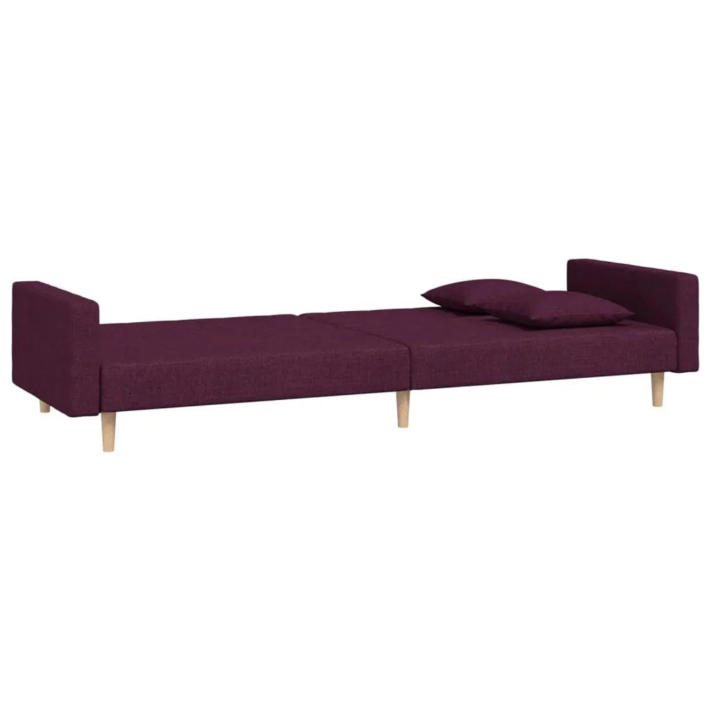 VidaXL Schlafsofa 2-Sitzer Mit 2 Kissen Lila Stoff – Bild 6