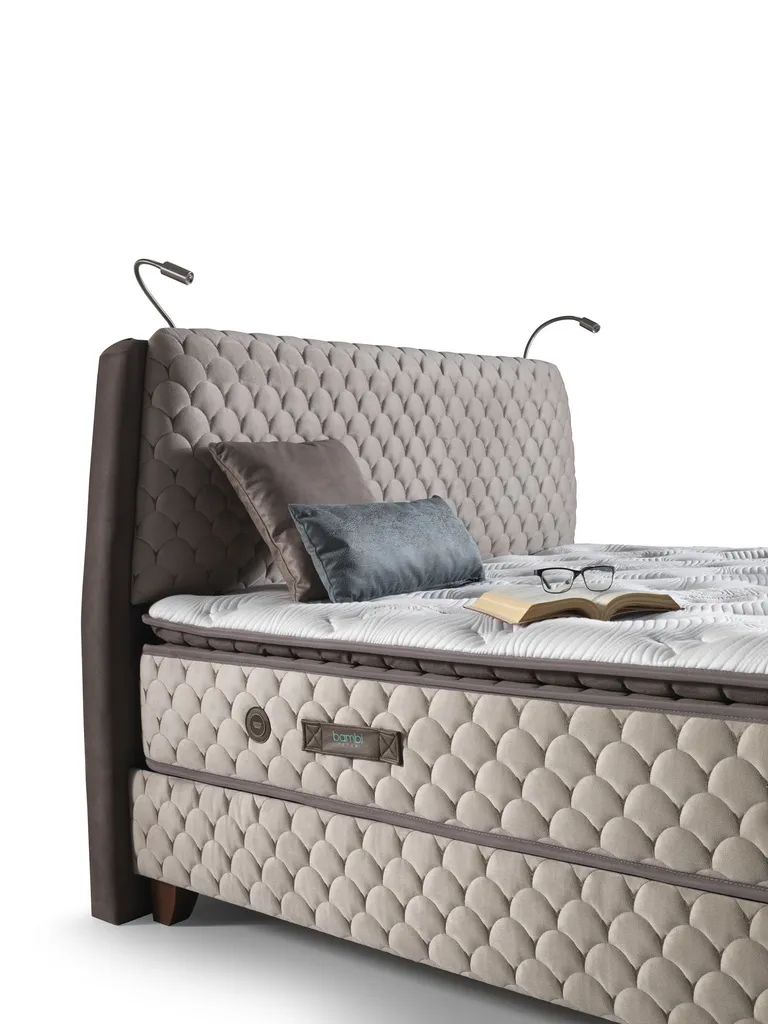 Boxspringbett Doppelbett - Borjen Bambi Yatak Das Perfekte Bett Für Ihr Schlafzimmer. 180x200cm Bett Taschenfederkern-Matratze, Topper Mit Memoryeffekt, Mit Bettkasten – Bild 5