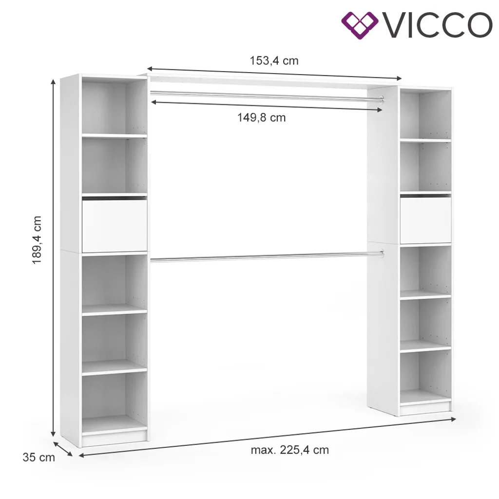 Vicco Kleiderschrank Guest Weiß 225,4 X 189,4 X 35 Cm Holzwerkstoff – Bild 3