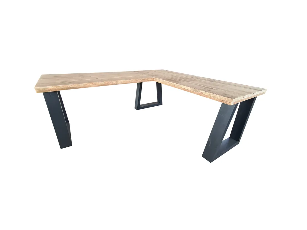 Wood4You Schreibtisch Eckschreibtisch Vancouver Aus Massivholz L Form – Idealer Computertisch, Desk, Bürotisch, Gamingtisch PC Tisch Mit Beingestell Anthrazit – Gerüstholz 180/140Lx70Tx75H – Bild 3