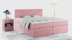 MKS MEBLE Boxspringbett - Doppelbett Mit Multipocket-Matratze Und Topper - Polsterbett Mit Bettkasten - Stauraumbett - Romi