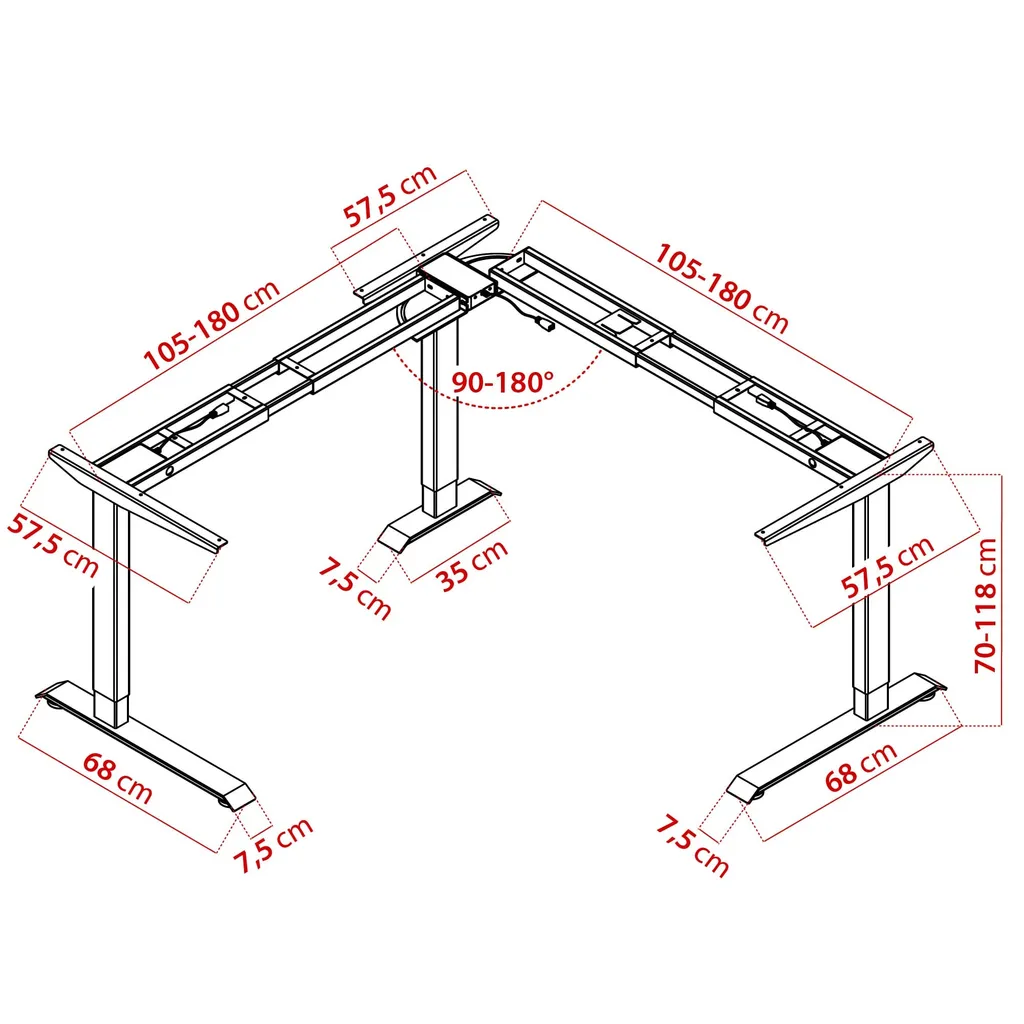 Albatros LIFT L7W Gestell Für Eckschreibtisch Höhenverstellbar Elektrisch Weiß - Winkelschreibtisch Mit Memoryfunktion, Digital-Display, Kindersicherung - Schreibtischgestell Höhenverstellbar Elektrisch Und Stufenlos – Bild 7