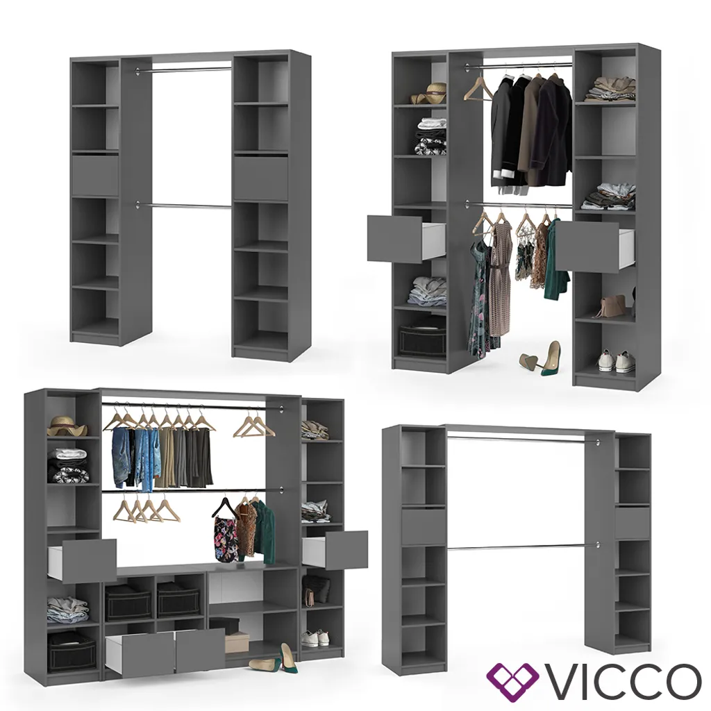 Vicco Kleiderschrank Visit Anthrazit 225,4 X 189,4 X 49,9 Cm Holzwerkstoff – Bild 7