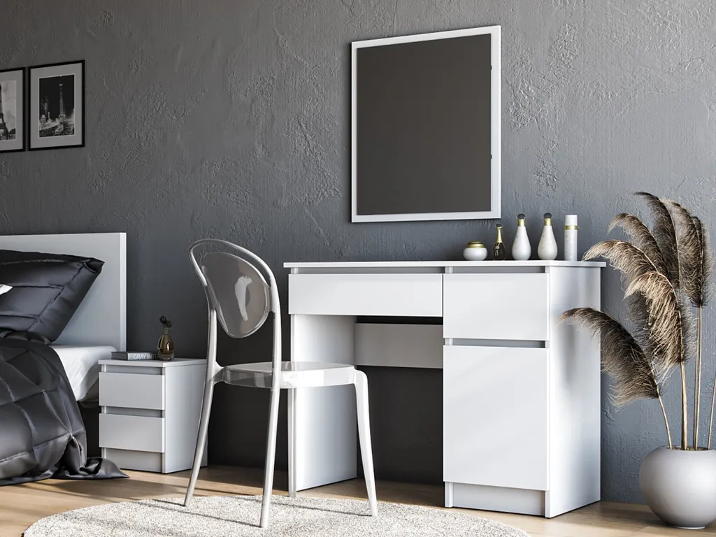 Schminktisch Weiß Mit Spiegel Und Schubladen Lora 90x50x77cm – Bild 9