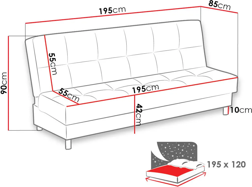 Mirjan24 Schlafsofa Enduro XIV Cord, Couch Mit Schlaffunktion Und Bettkasten, 3 Sitzer Aufklappbar Polstersofa (Farbe: Poso 100) – Bild 6