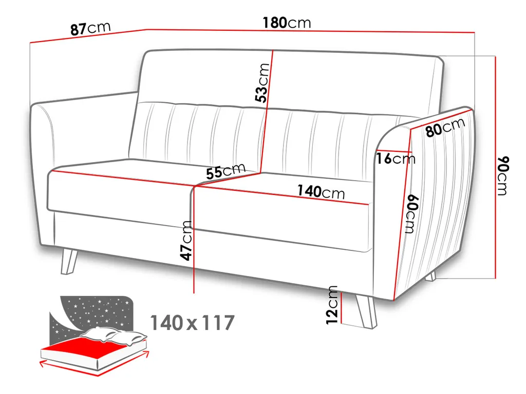 Mirjan24 Schlafsofa Azaria II, Polstersofa Vom Hersteller, Couch Mit Bettkasten Und Schlaffunktion, Holzfüße (Farbe: Paros 5) – Bild 8