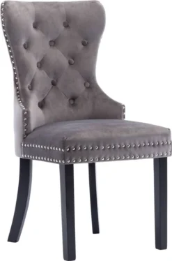 VidaXL Esszimmerstühle 2 Stk. Grau Samt