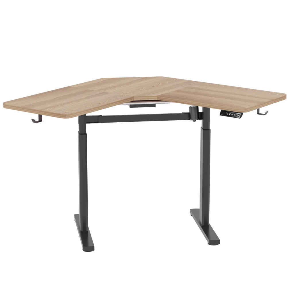 Vinsetto Elektrischer Schreibtisch Computertisch Höhenverstellbar Stehschreibtisch Bürotisch Schreibtischständer Speicherfunktion MDF Aluminium Natur+Schwarz 160 X 101 X 72-122 Cm