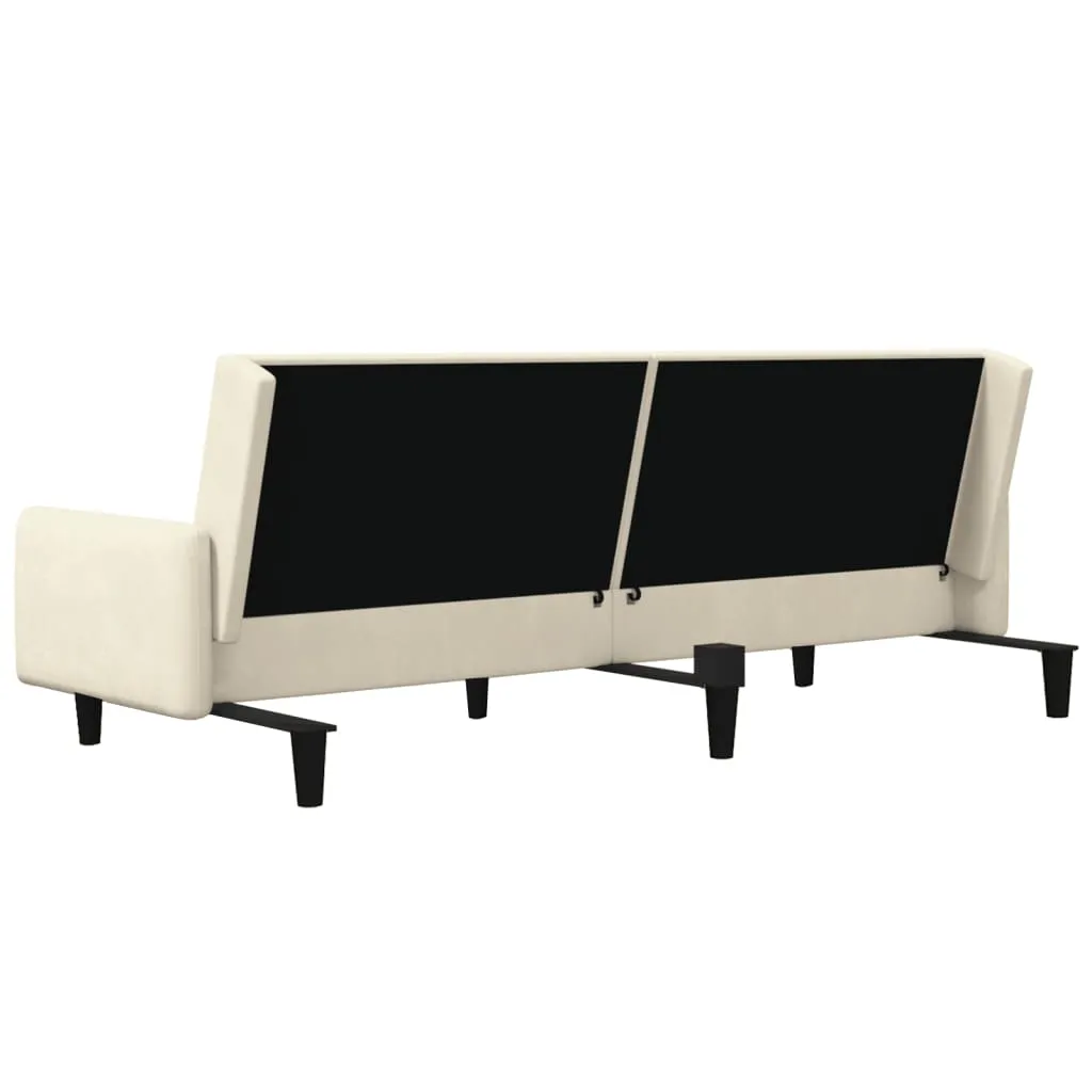 VidaXL Schlafsofa 2-Sitzer Creme Samt – Bild 5