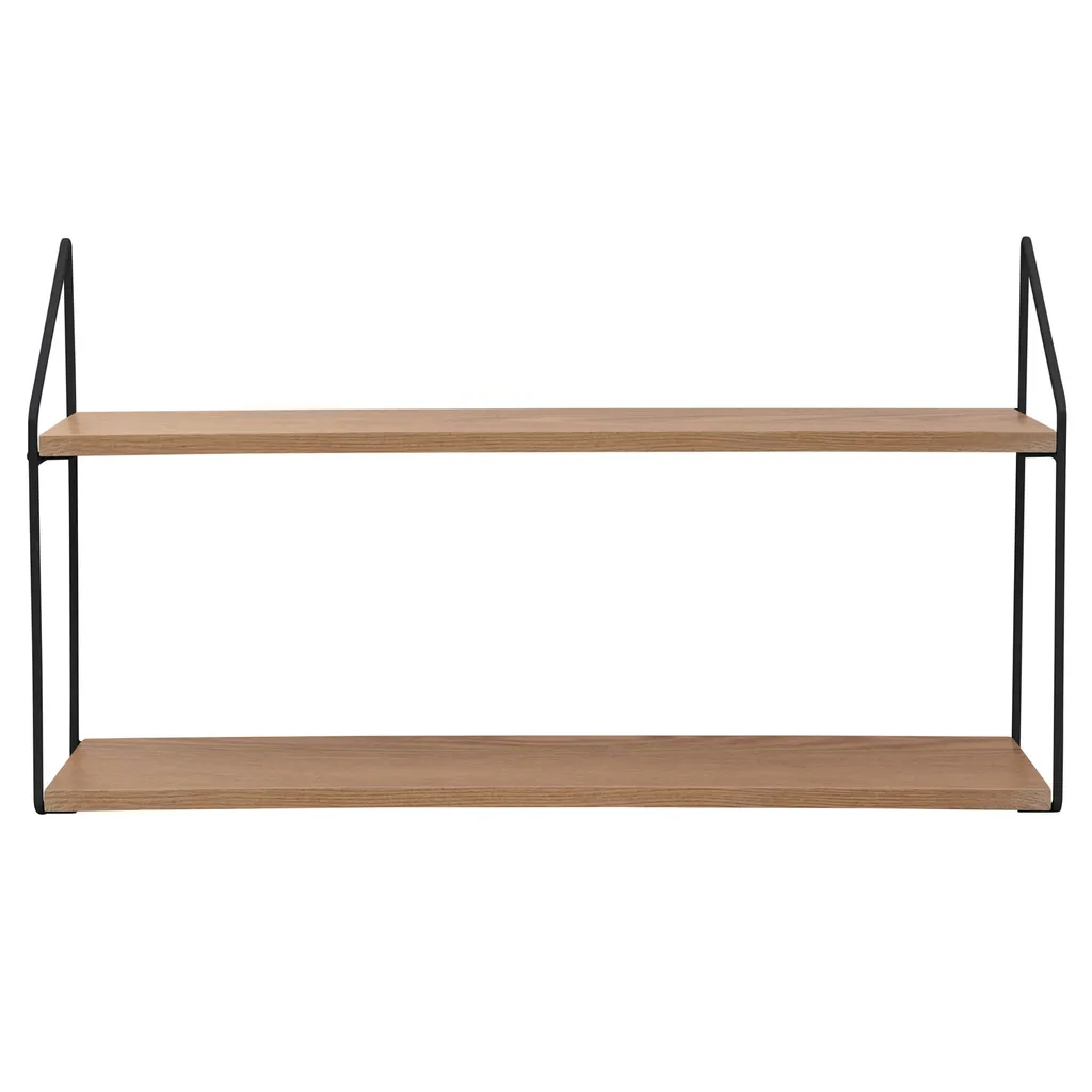 Wandregal Mit 2 Ablagen 60x15xH33cm Metall/MDF Schwarz/Natur – Bild 3
