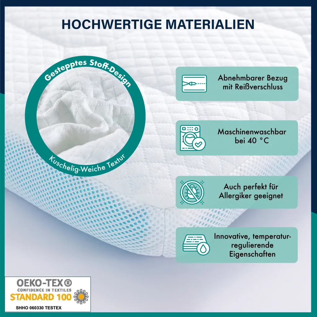 Essence Sleep Topper - THEO - 7-Zonen Gelschaum-Matratzenauflage Temperaturregulierend 140x200x7 Cm – Bild 5