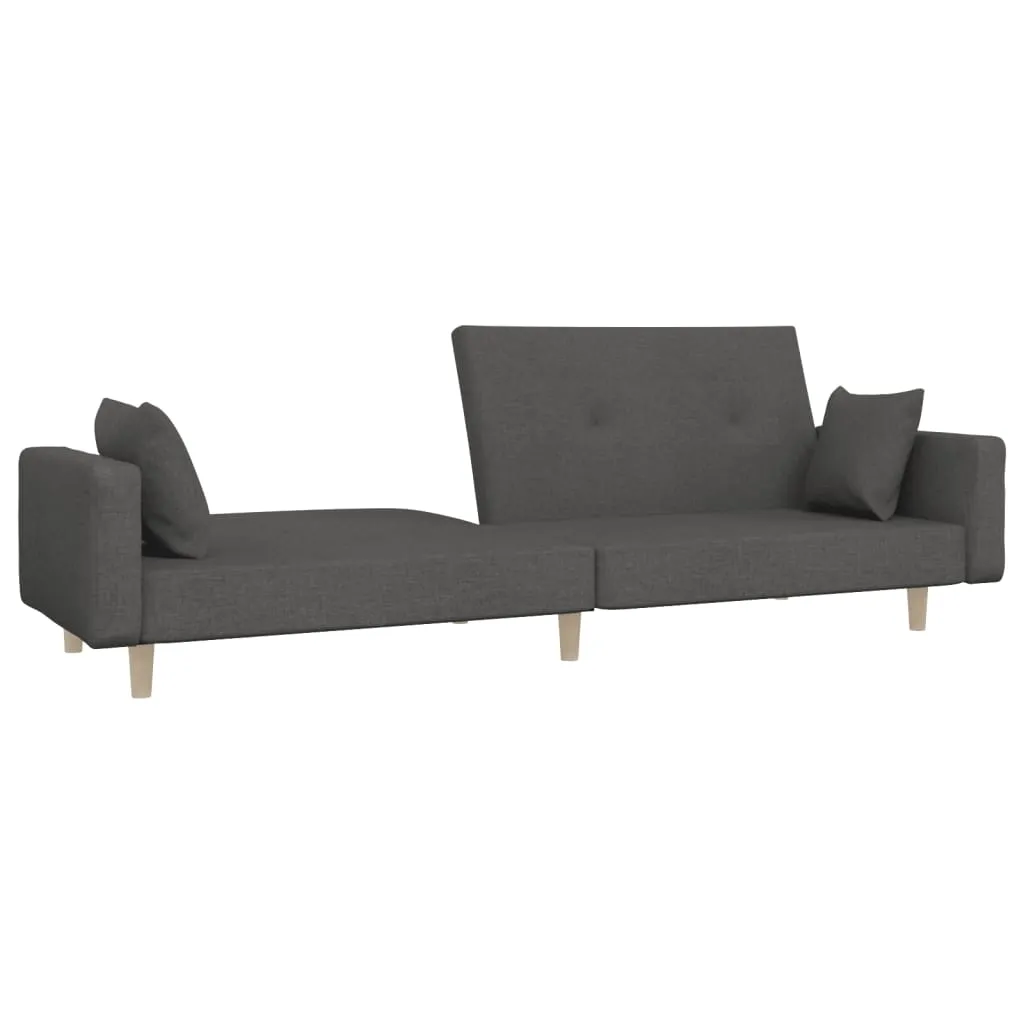 VidaXL Schlafsofa 2-Sitzer Mit 2 Kissen Dunkelgrau Stoff – Bild 5