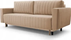 GRAINGOLD 3-Sitzer Sofa Angie - Couch Mit Schlaffunktion & Bettkasten - Polstersofa Im Skandinavischen Stil - Beige